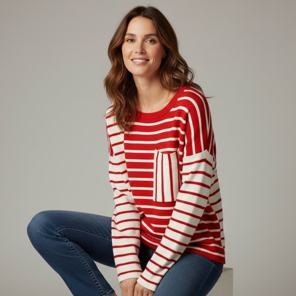 CABI - STYLE 5635 - SIZE MEDIUM - BOXY OVERSIZED - 99%‎ COTTON - VIBRANT TOP B4